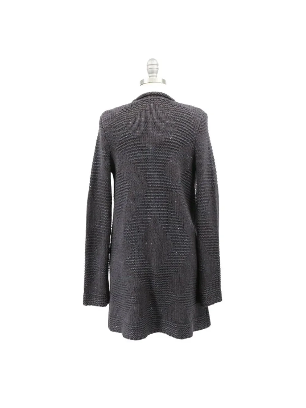 NWT Calypso St. Barth Open Front Metallic Sequin Gray Knit Cardigan Sweater XS